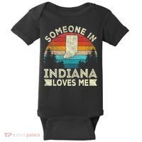 Someone In Indiana Loves Me Retro Indiana Baby Bodysuit thumb 0