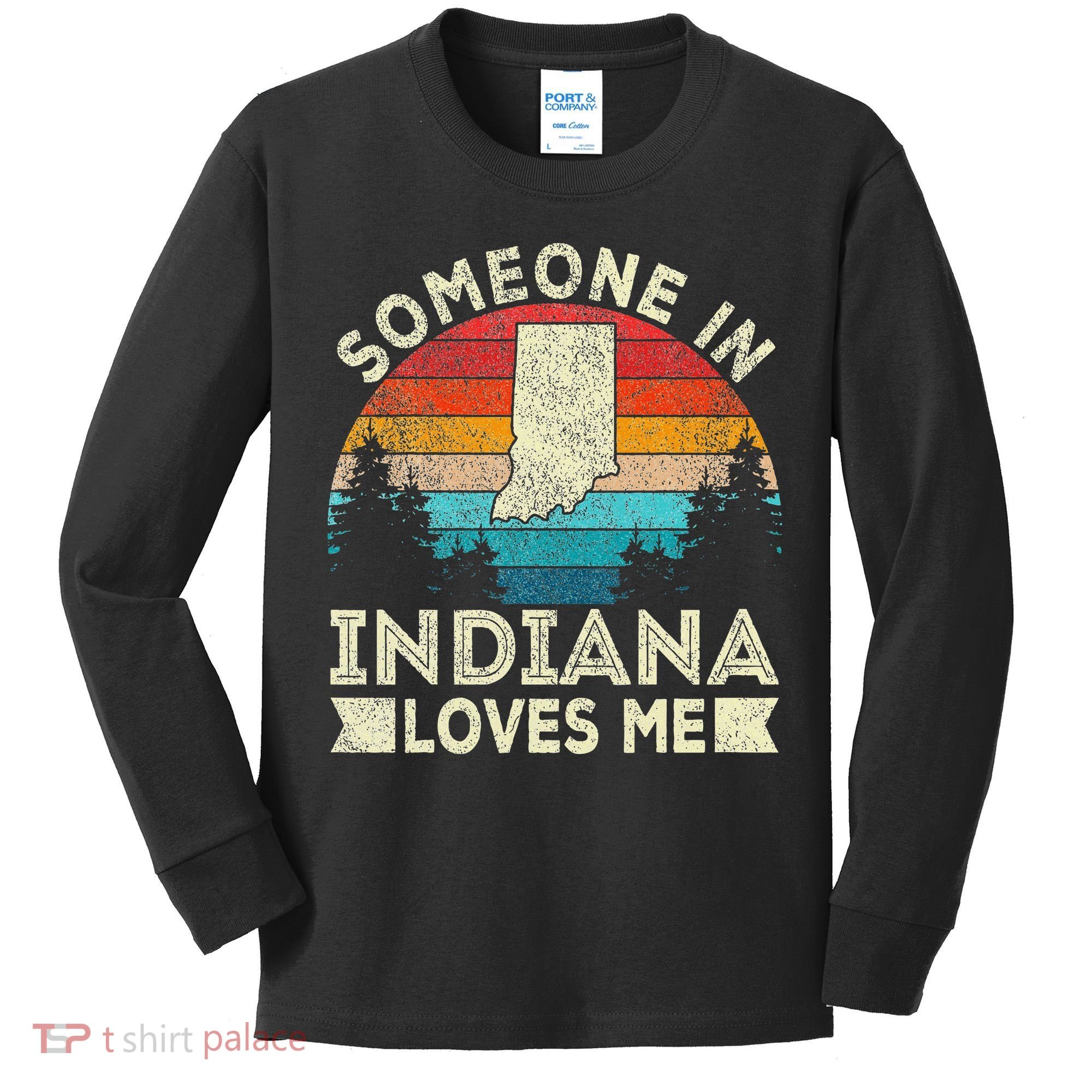 Someone In Indiana Loves Me Retro Indiana Kids Long Sleeve Shirt