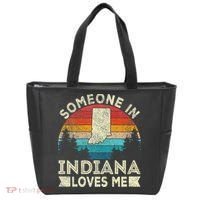 Someone In Indiana Loves Me Retro Indiana Tote Bag thumb 0