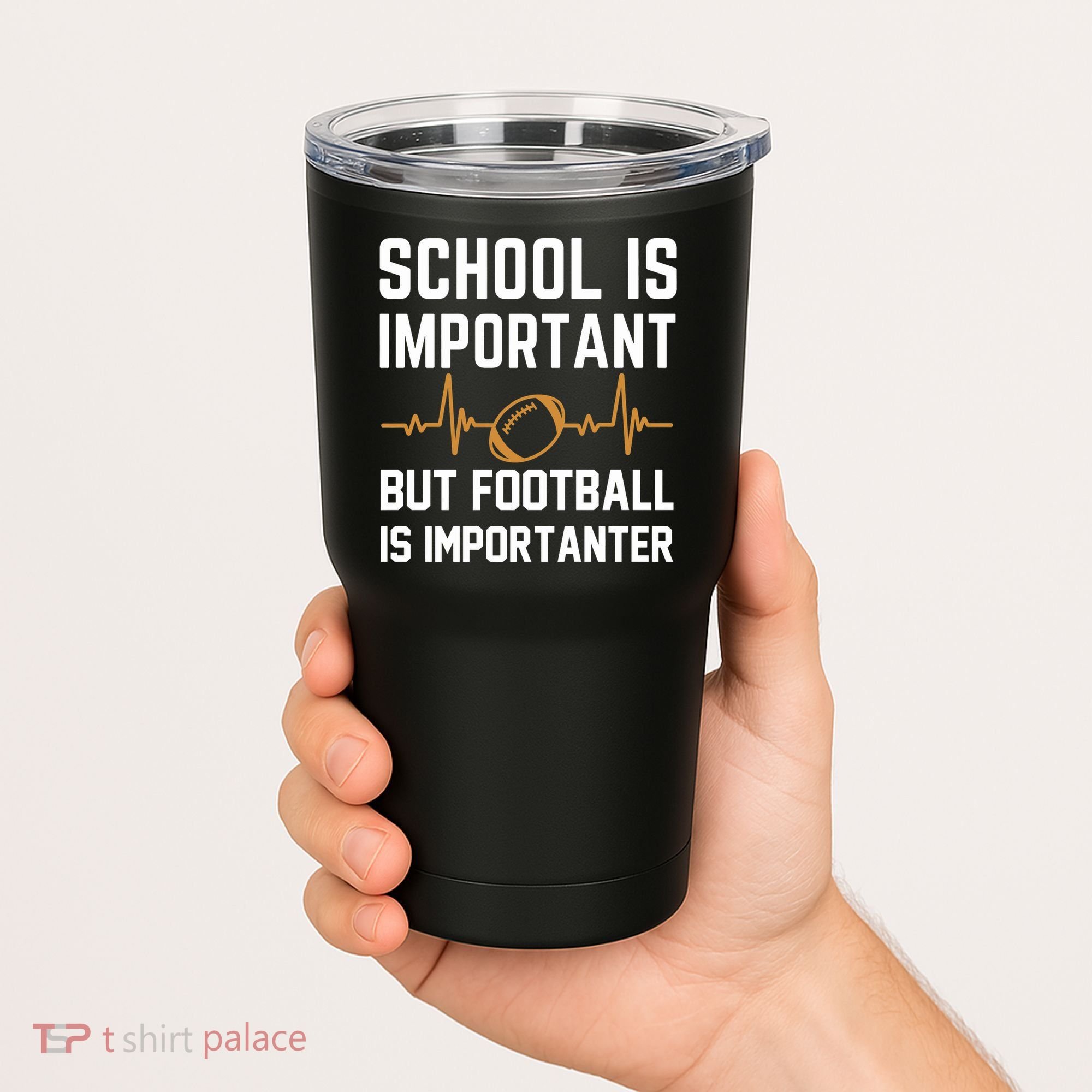 school is important but football is importanter lineman Premium Tumbler