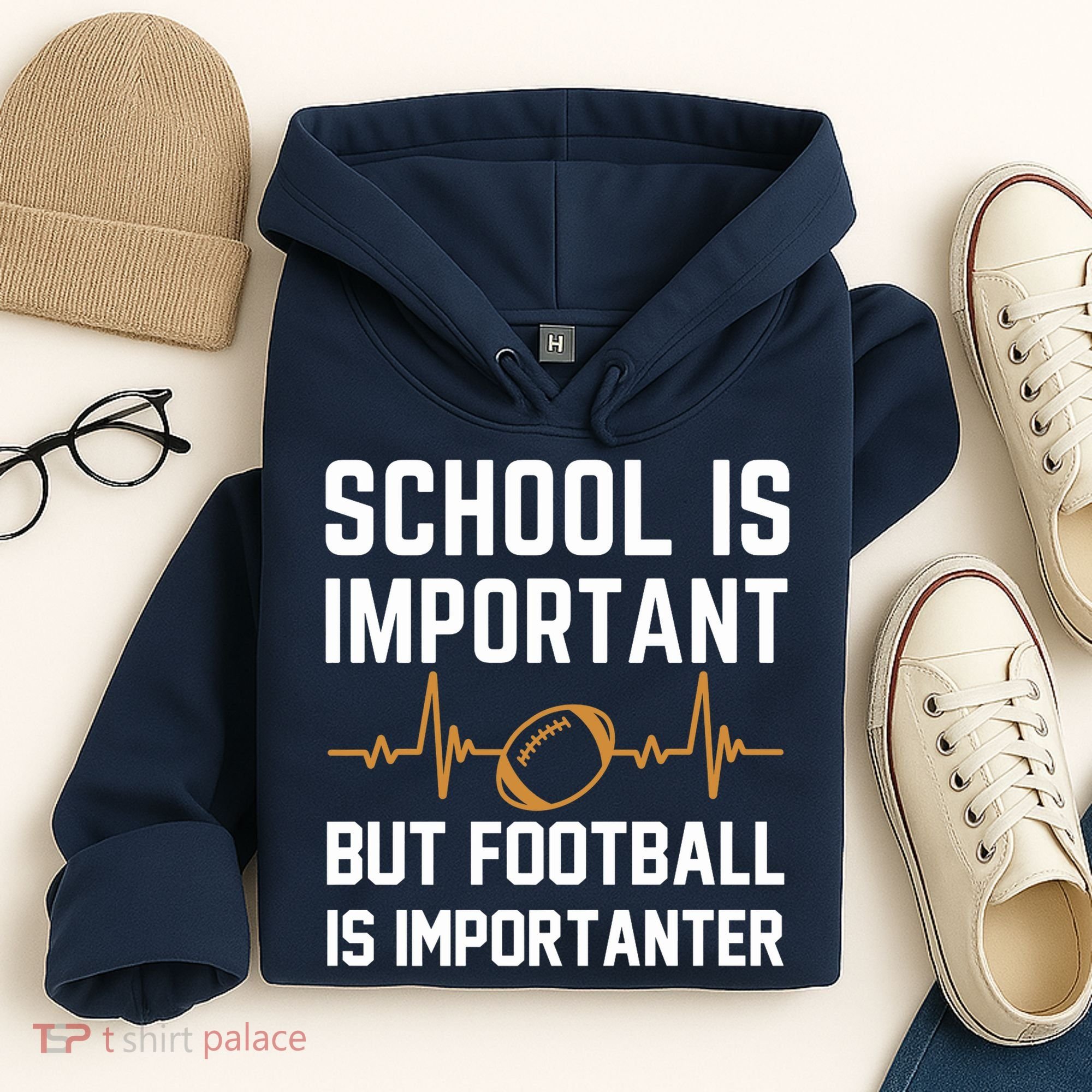 school is important but football is importanter lineman Premium Hoodie