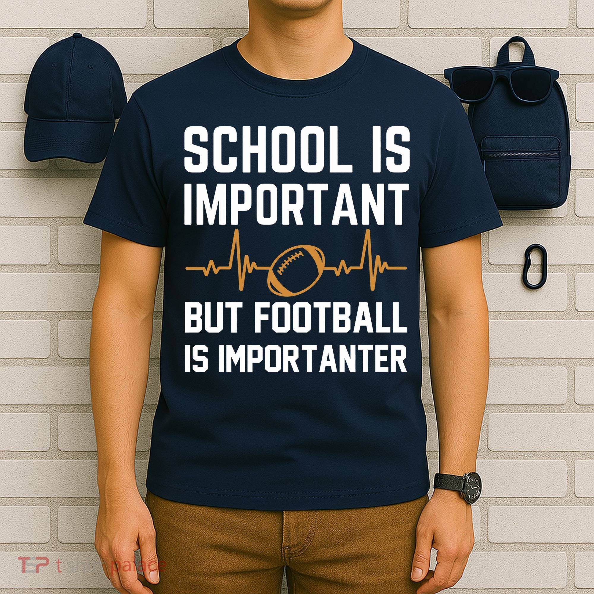 school is important but football is importanter lineman Premium T-Shirt