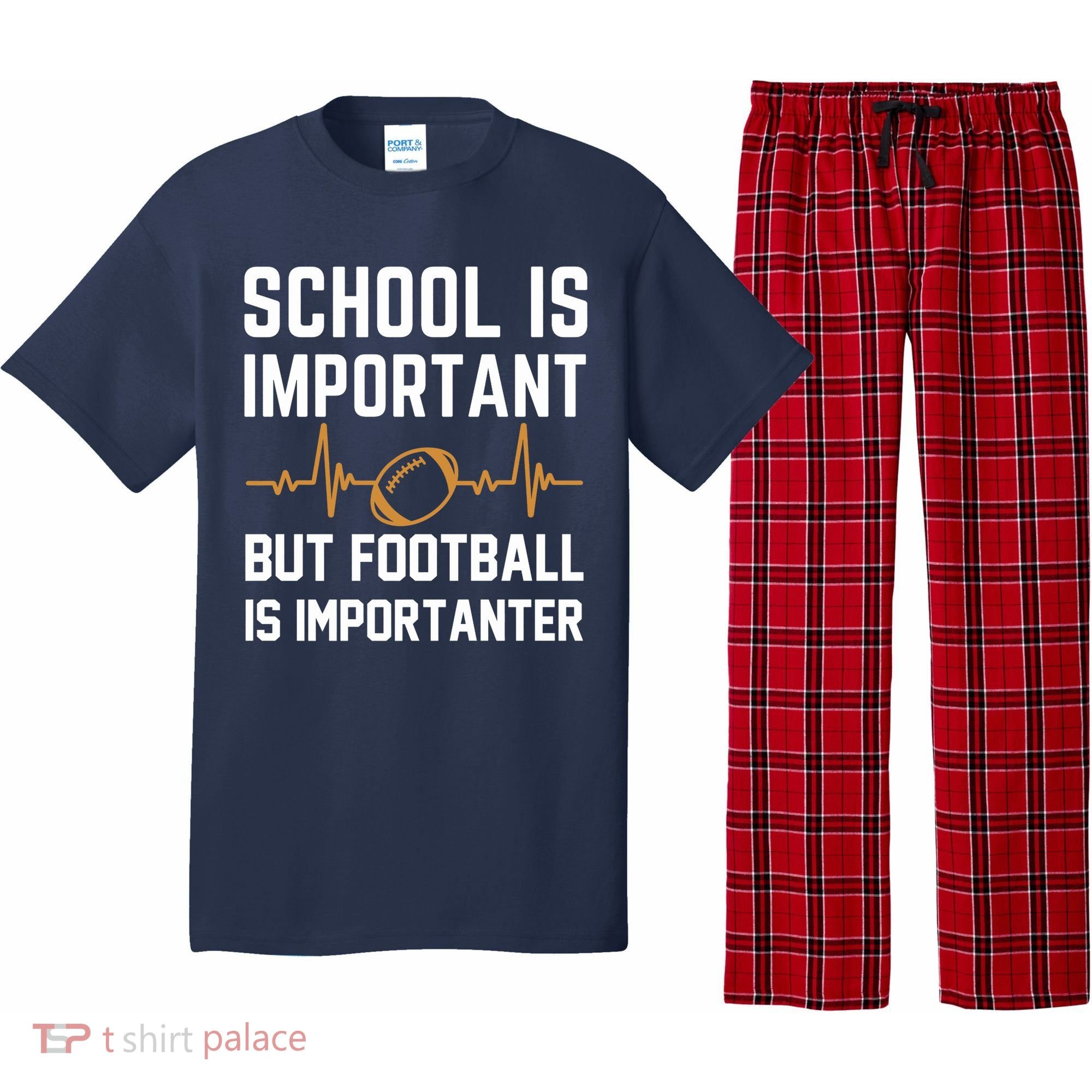 school is important but football is importanter lineman Premium Pajama Set