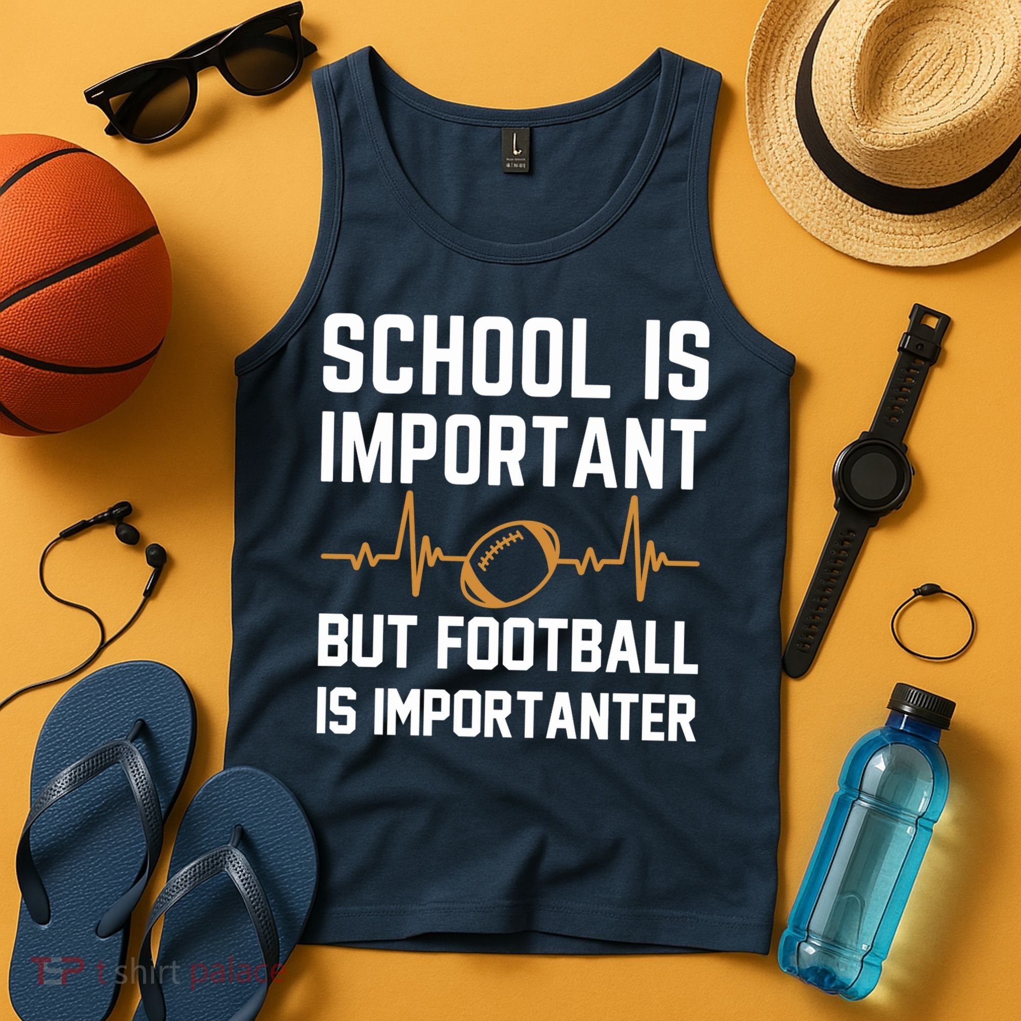 school is important but football is importanter lineman Premium Tank Top