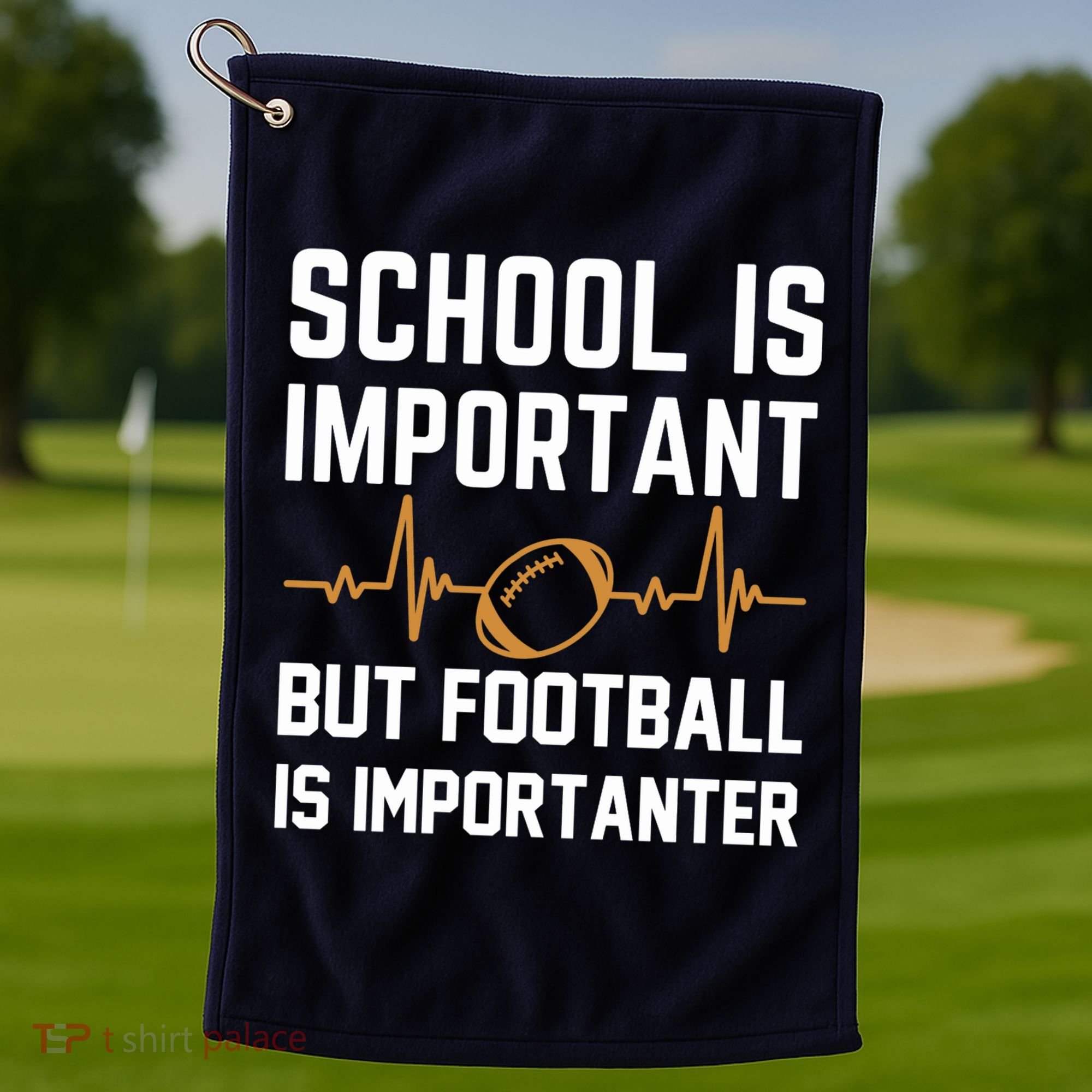 school is important but football is importanter lineman Premium Golf Towel