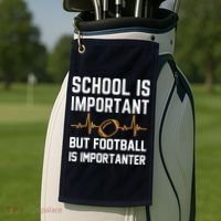 school is important but football is importanter lineman Premium Golf Towel thumb 2