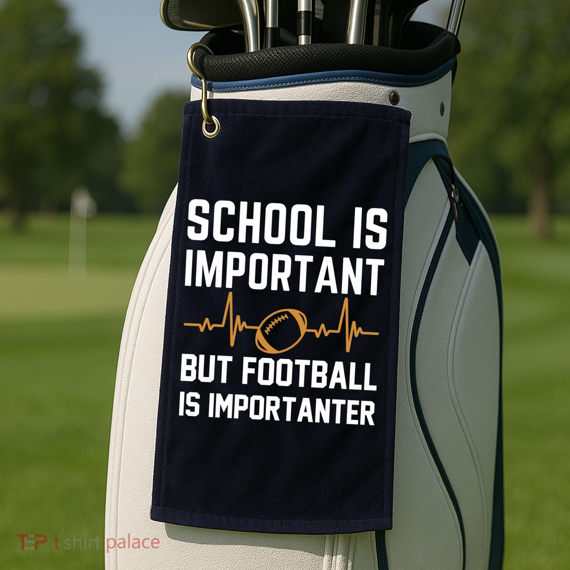 school is important but football is importanter lineman Premium Golf Towel