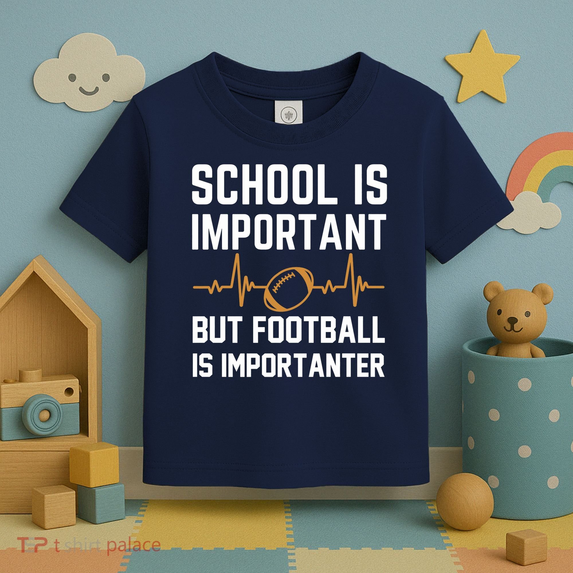 school is important but football is importanter lineman Premium Toddler T-Shirt