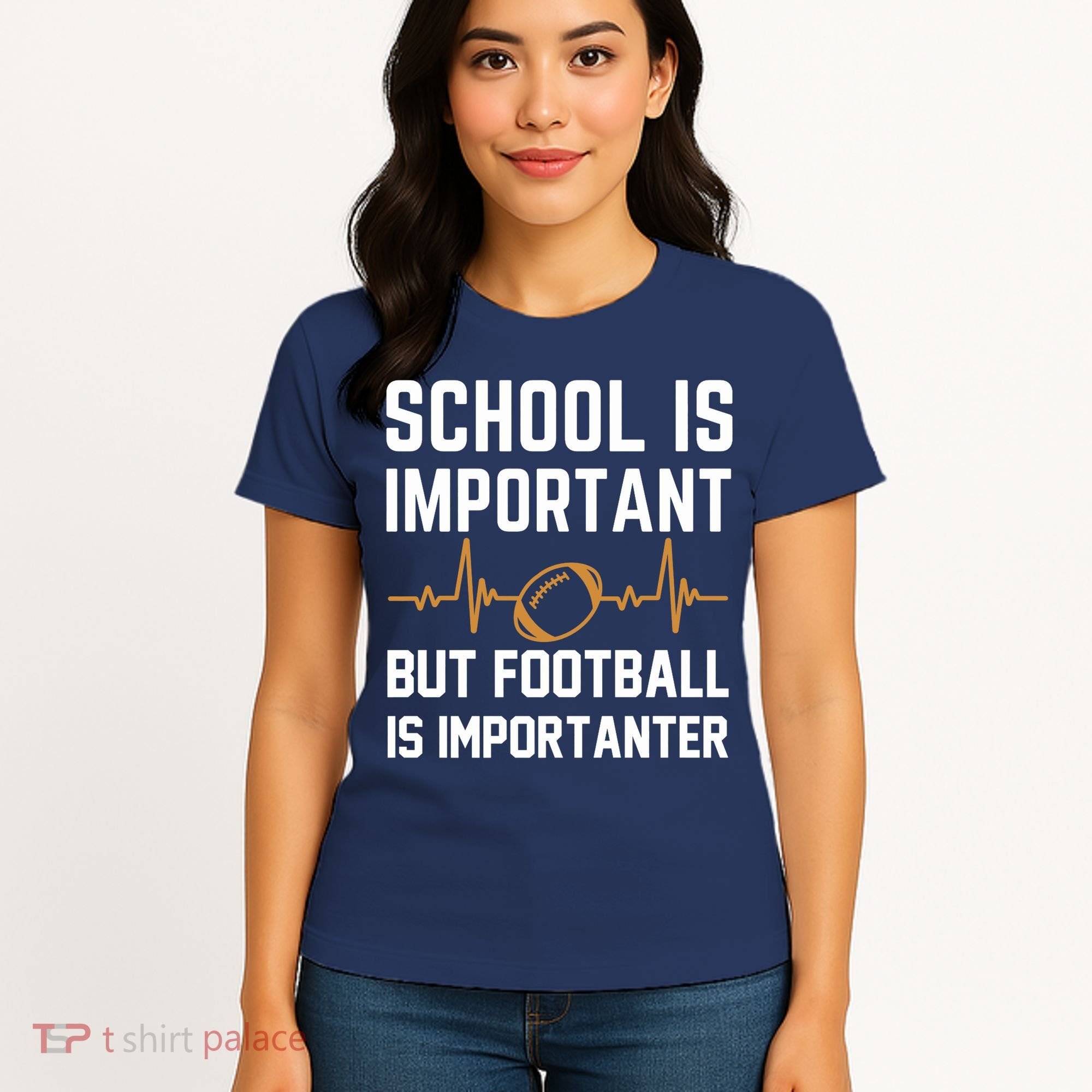 school is important but football is importanter lineman Premium Women's T-Shirt