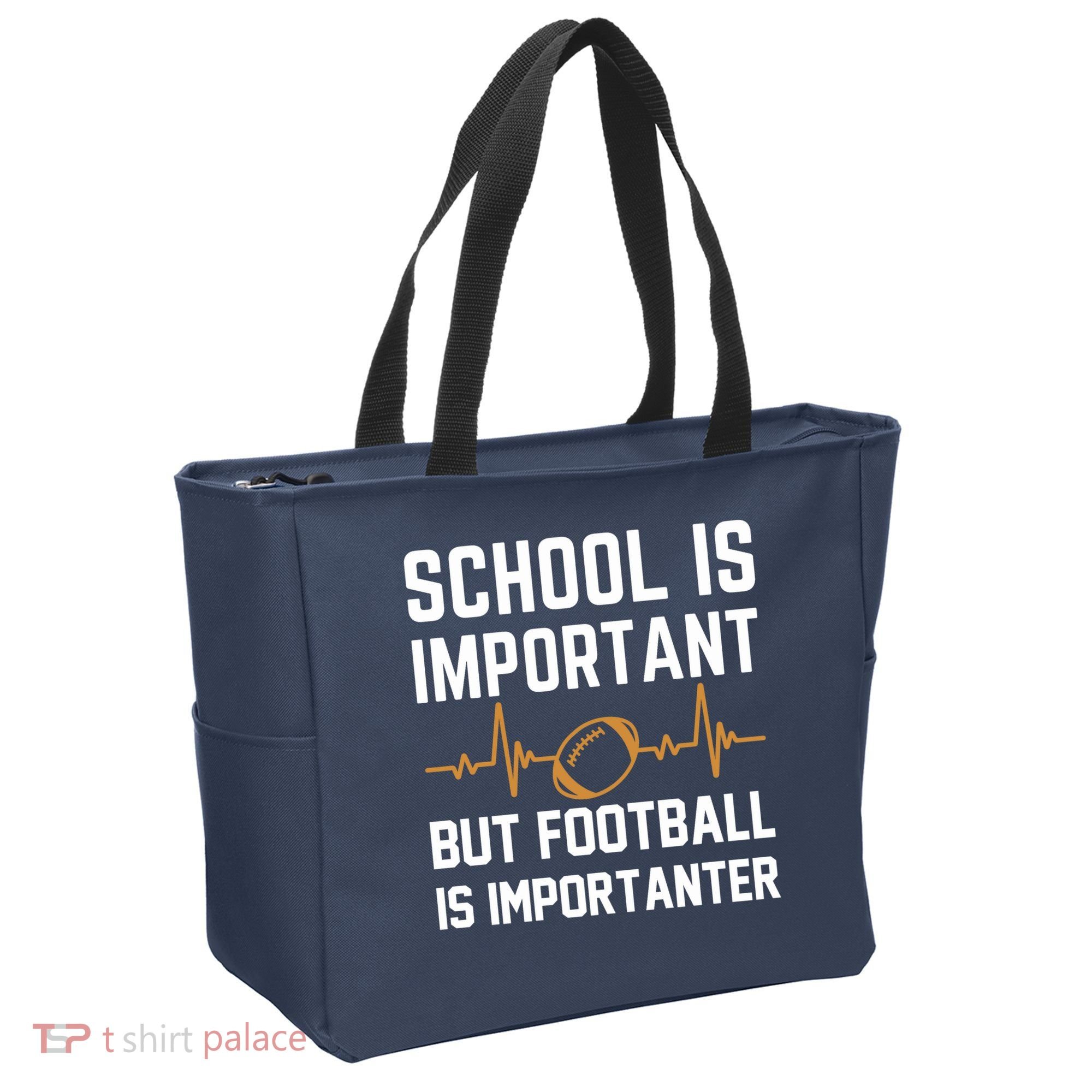 school is important but football is importanter lineman Premium Tote Bag