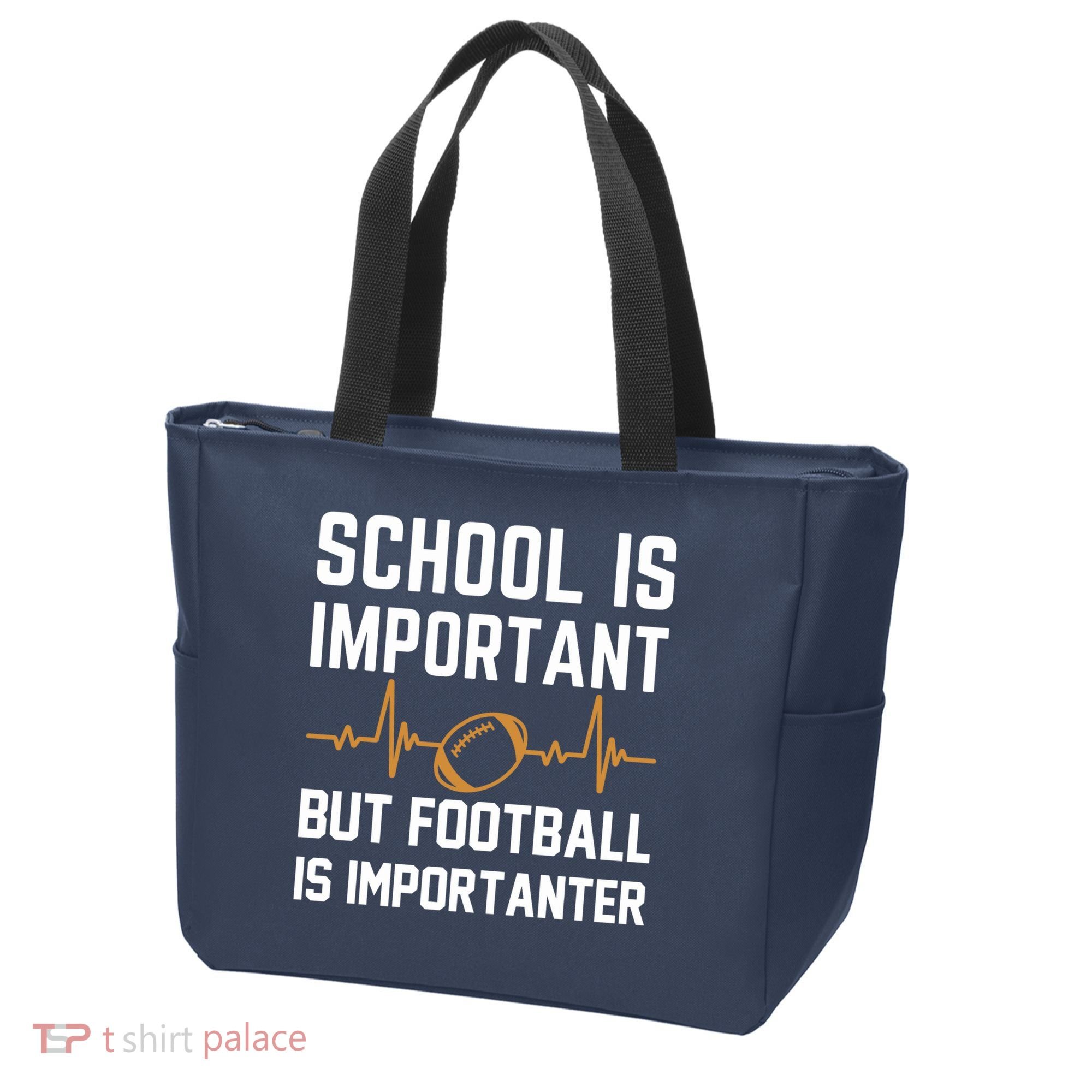 school is important but football is importanter lineman Premium Tote Bag