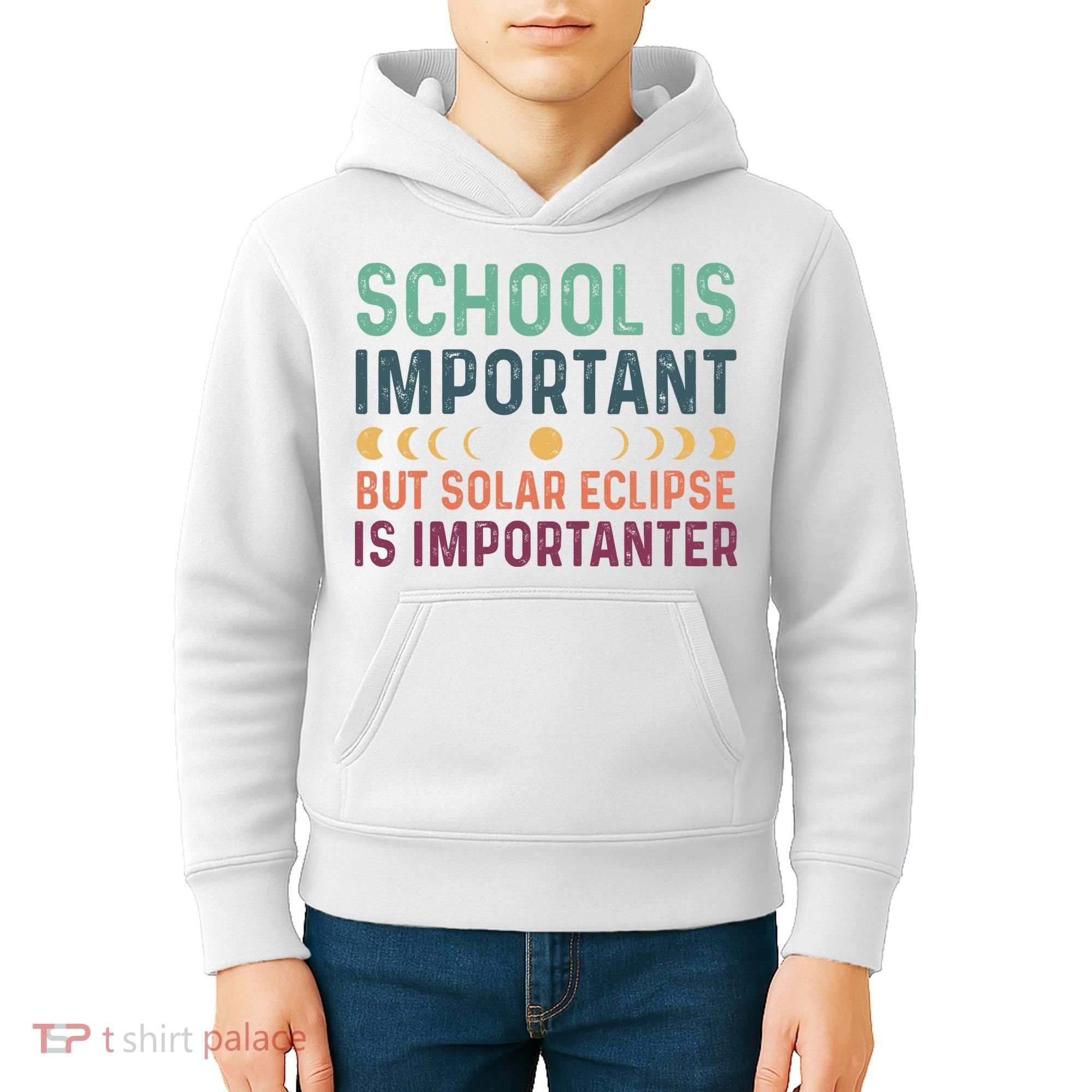 School Is Important But Solar Eclipse Is Importanter Kids Hoodie