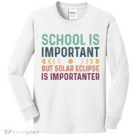 School Is Important But Solar Eclipse Is Importanter Kids Long Sleeve Shirt thumb 0