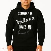 Someone In Indiana Loves Me State Map Silhouette Hoodie thumb 2