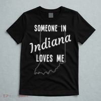 Someone In Indiana Loves Me State Map Silhouette T-Shirt thumb 5