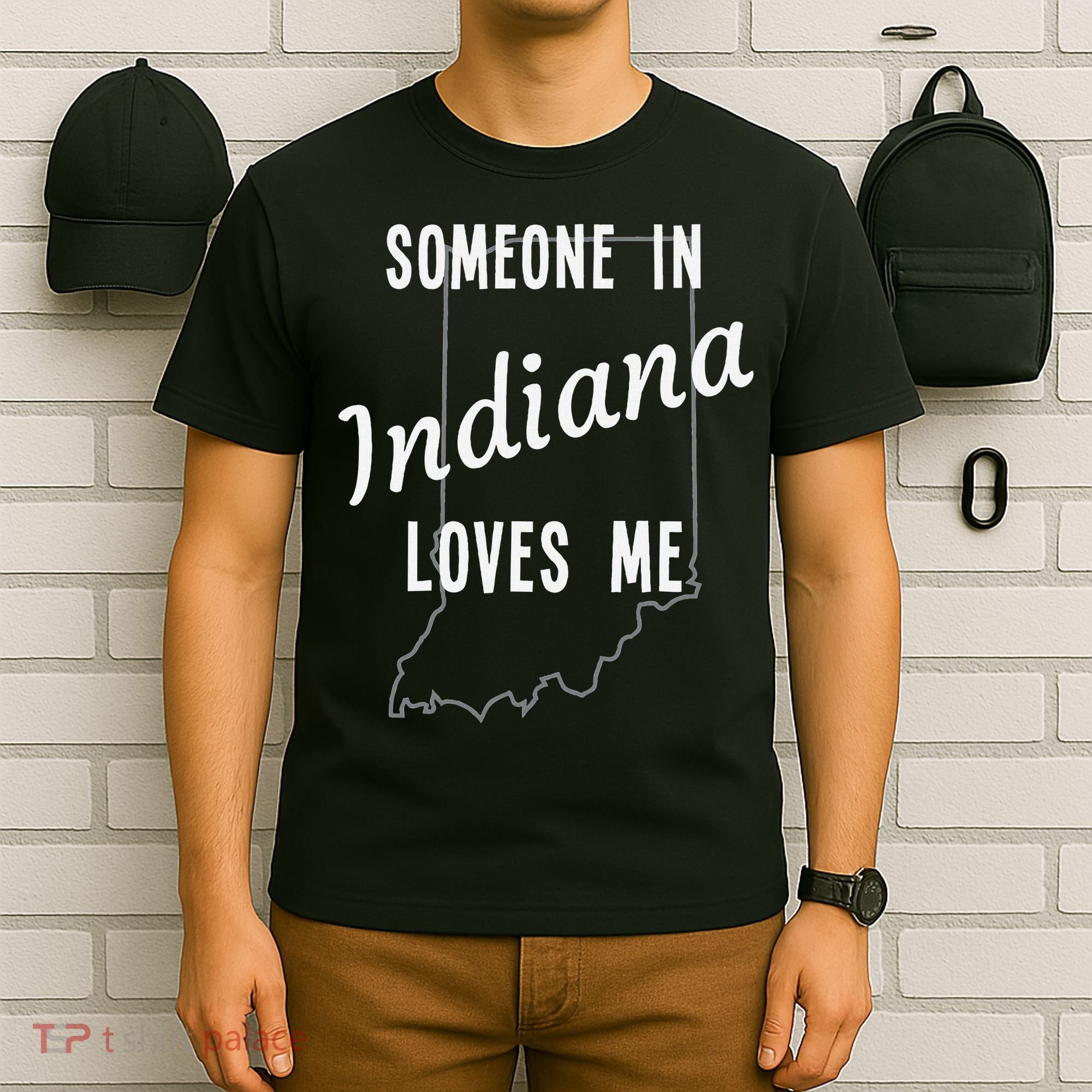 Someone In Indiana Loves Me State Map Silhouette T-Shirt
