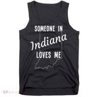 Someone In Indiana Loves Me State Map Silhouette Tank Top thumb 0