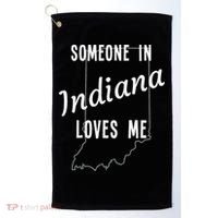 Someone In Indiana Loves Me State Map Silhouette Golf Towel thumb 0
