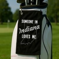 Someone In Indiana Loves Me State Map Silhouette Golf Towel thumb 2