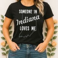 Someone In Indiana Loves Me State Map Silhouette Women's T-Shirt thumb 2