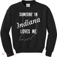 Someone In Indiana Loves Me State Map Silhouette Kids Sweatshirt thumb 0