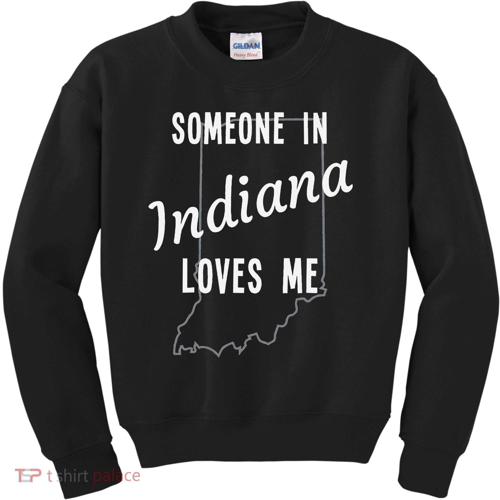 Someone In Indiana Loves Me State Map Silhouette Kids Sweatshirt