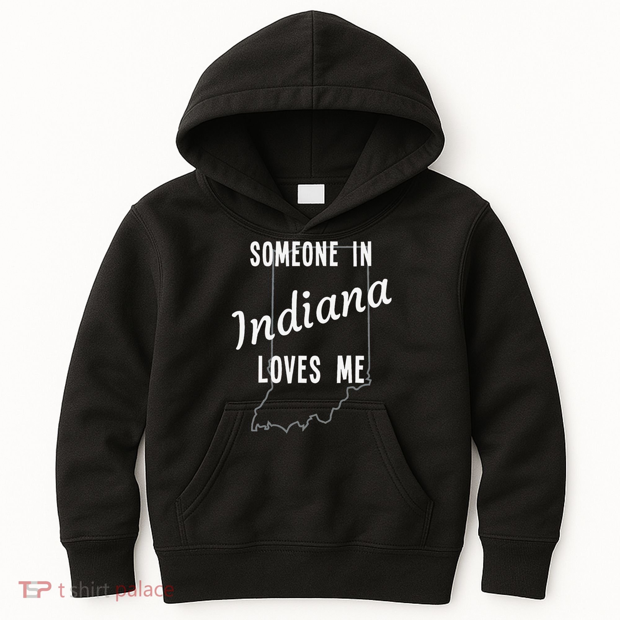 Someone In Indiana Loves Me State Map Silhouette Kids Hoodie