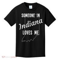 Someone In Indiana Loves Me State Map Silhouette Kids T-Shirt thumb 0