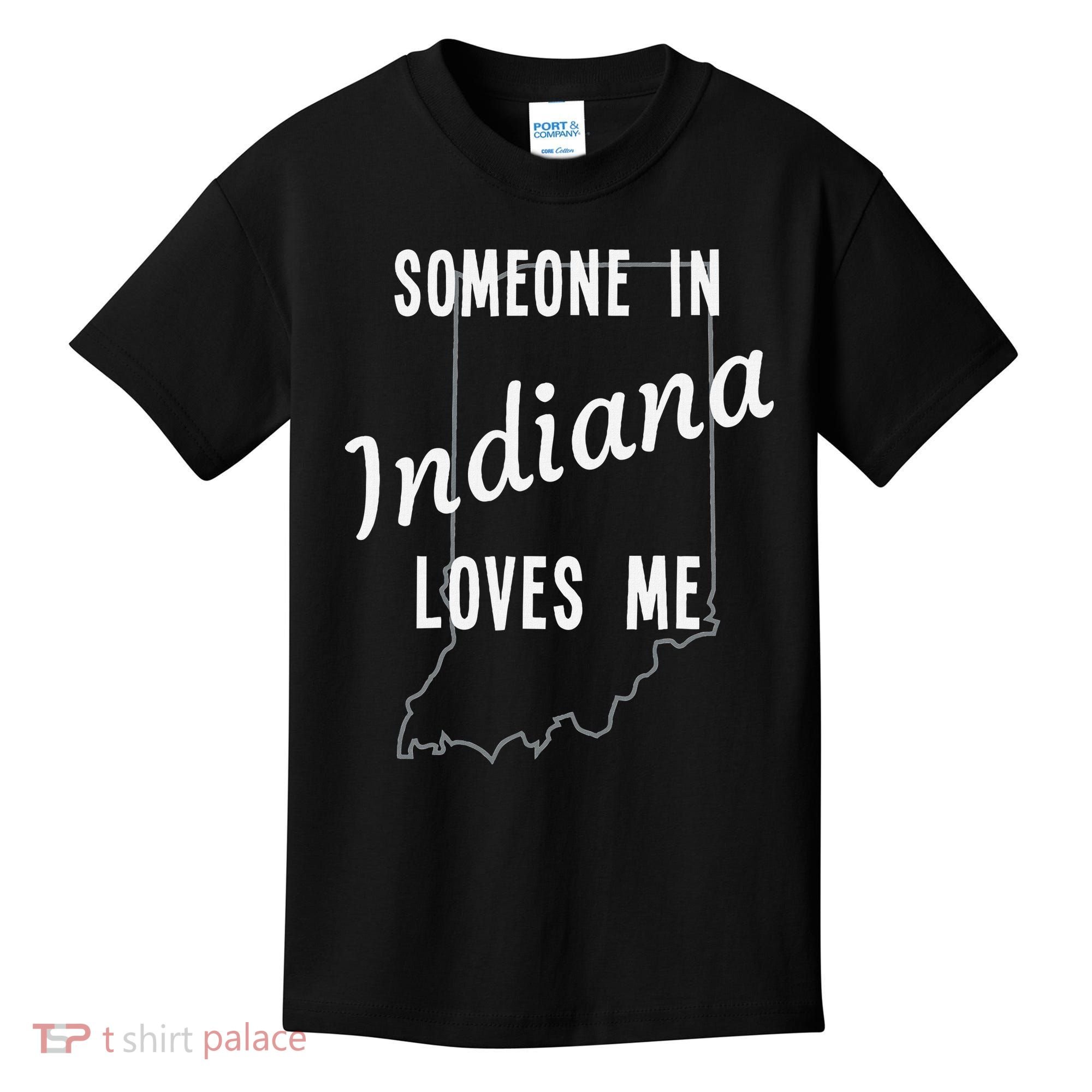 Someone In Indiana Loves Me State Map Silhouette Kids T-Shirt