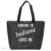 Someone In Indiana Loves Me State Map Silhouette Tote Bag thumb 0
