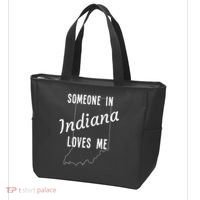 Someone In Indiana Loves Me State Map Silhouette Tote Bag thumb 3