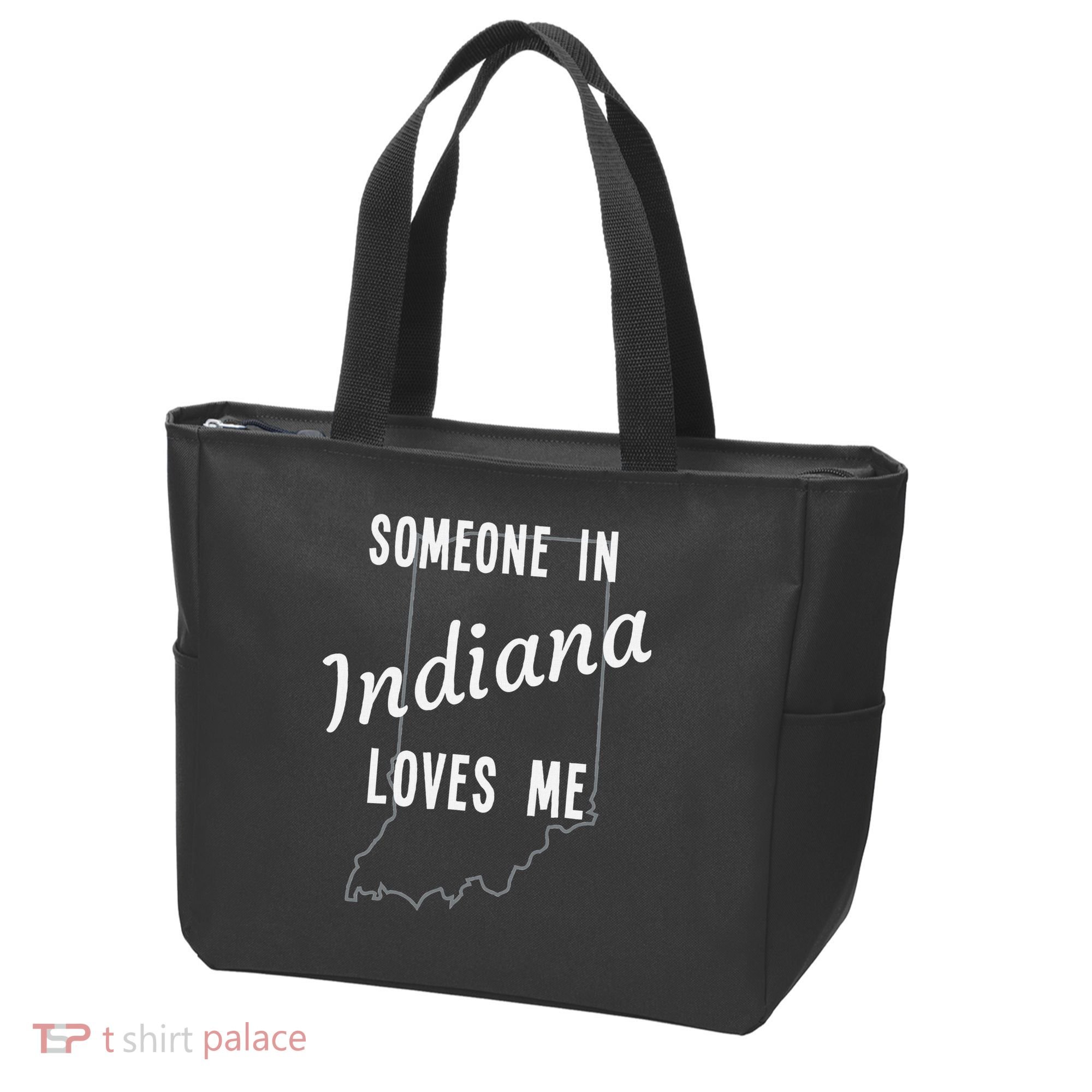 Someone In Indiana Loves Me State Map Silhouette Tote Bag