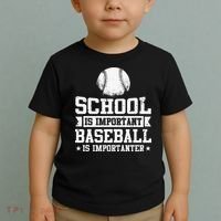 School Is Important But Baseball Is Importanter Funny Toddler T-Shirt thumb 2