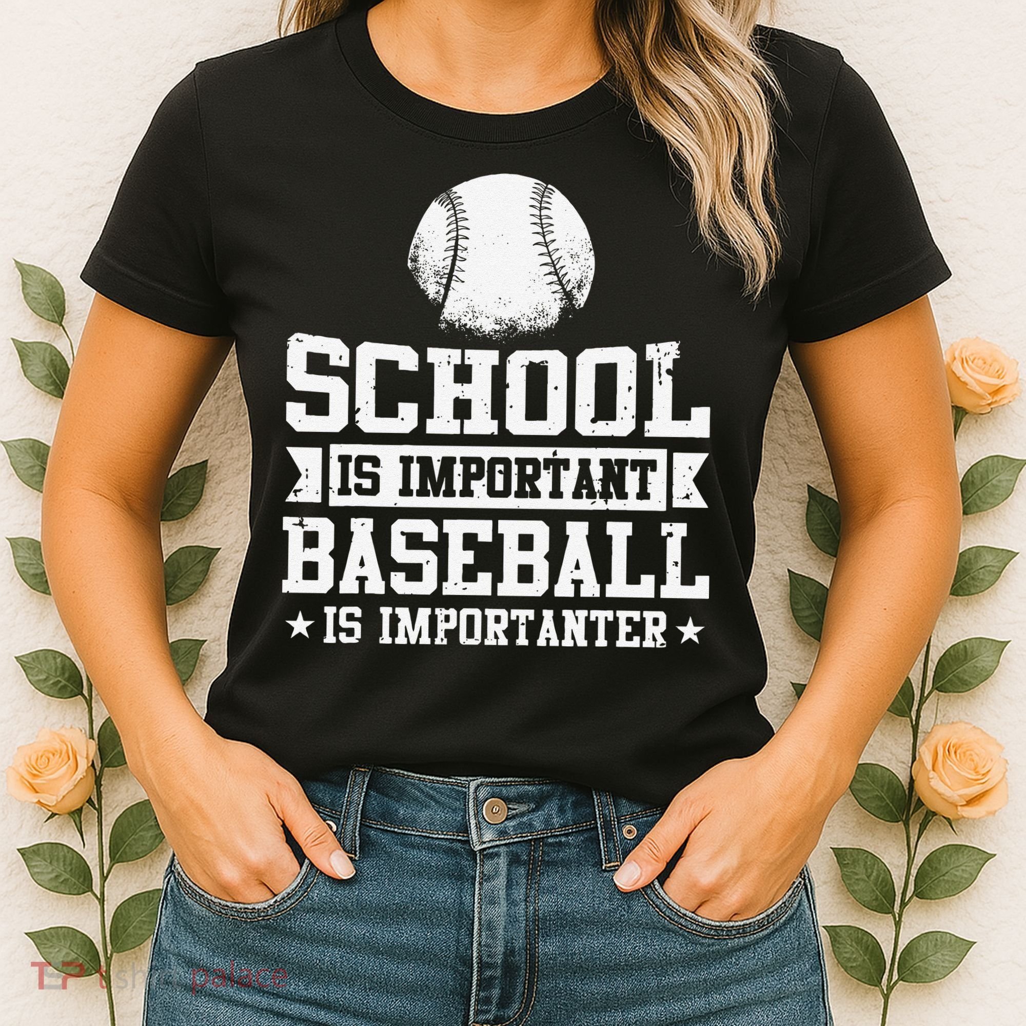 School Is Important But Baseball Is Importanter Funny Women's T-Shirt