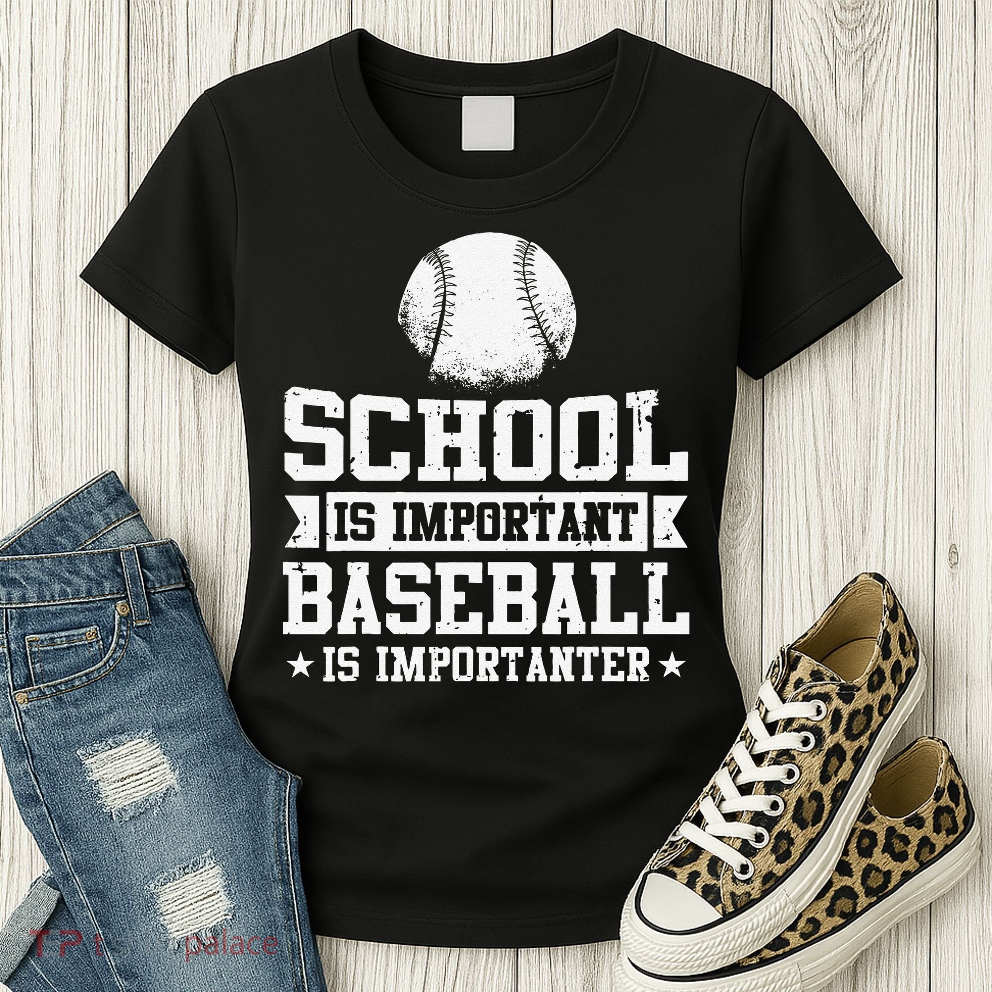 School Is Important But Baseball Is Importanter Funny Women's T-Shirt