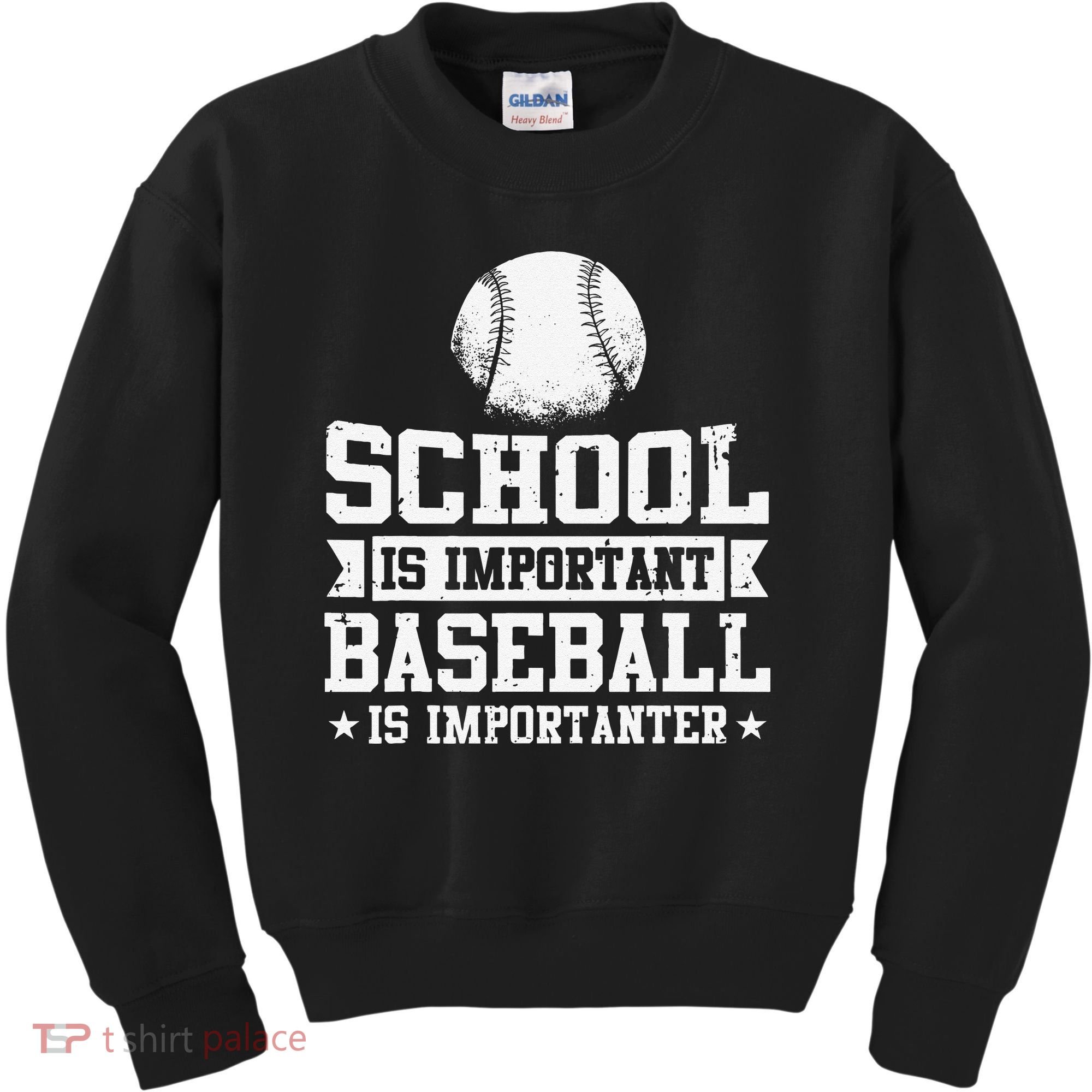 School Is Important But Baseball Is Importanter Funny Kids Sweatshirt