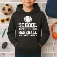 School Is Important But Baseball Is Importanter Funny Kids Hoodie thumb 2