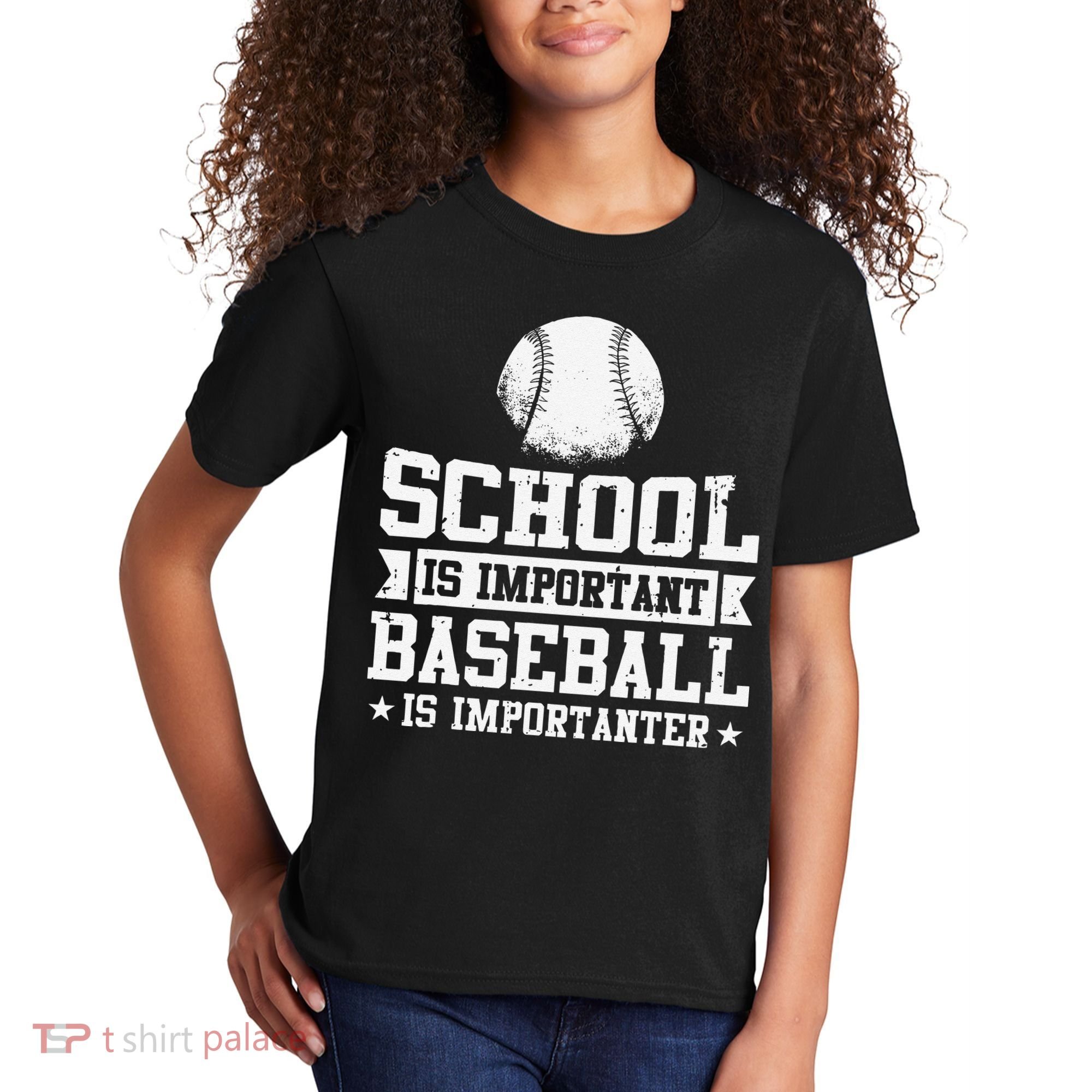 School Is Important But Baseball Is Importanter Funny Kids T-Shirt
