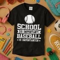 School Is Important But Baseball Is Importanter Funny Kids T-Shirt thumb 3