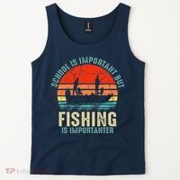 School Is Important But Fishing Is Importanter Tank Top thumb 2