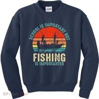 School Is Important But Fishing Is Importanter Kids Sweatshirt thumb 0