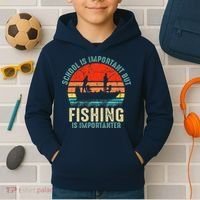 School Is Important But Fishing Is Importanter Kids Hoodie thumb 2