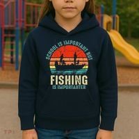 School Is Important But Fishing Is Importanter Kids Hoodie thumb 3