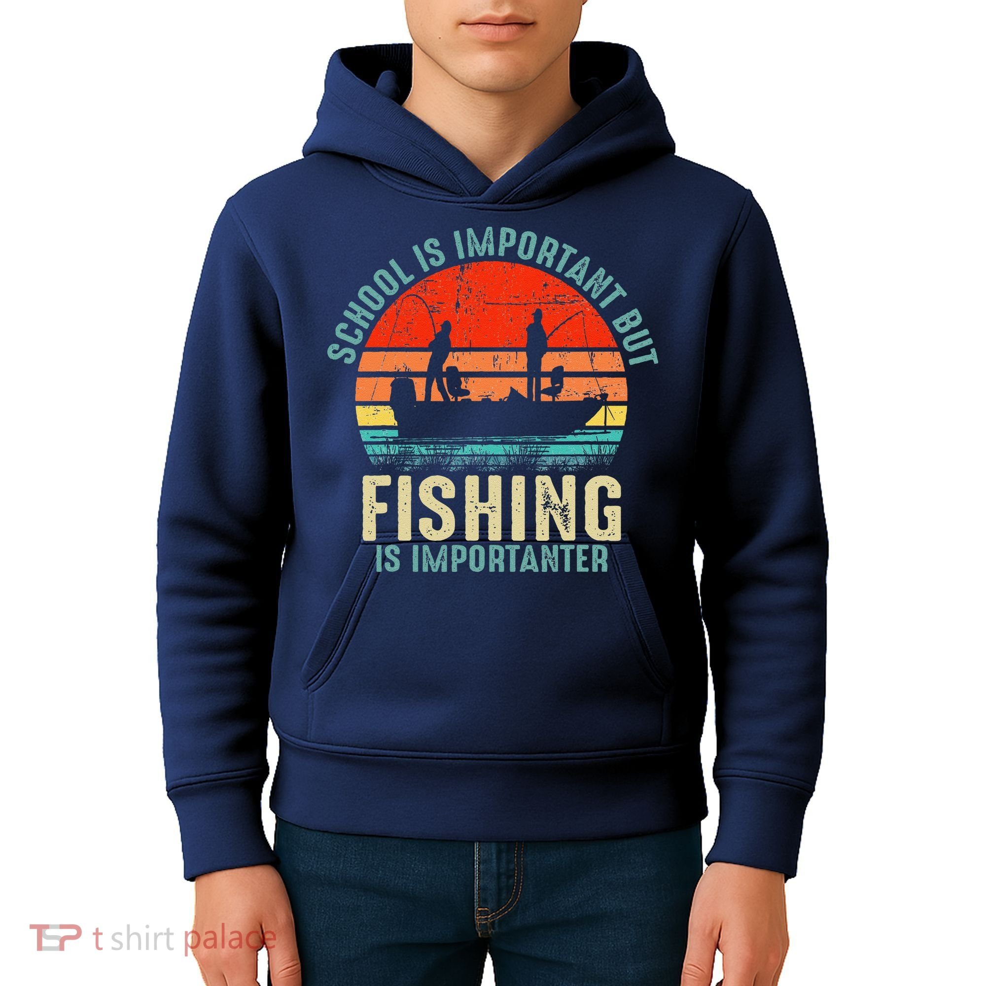 School Is Important But Fishing Is Importanter Kids Hoodie