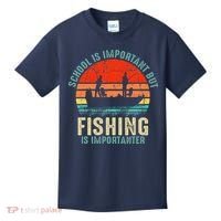 School Is Important But Fishing Is Importanter Kids T-Shirt thumb 0