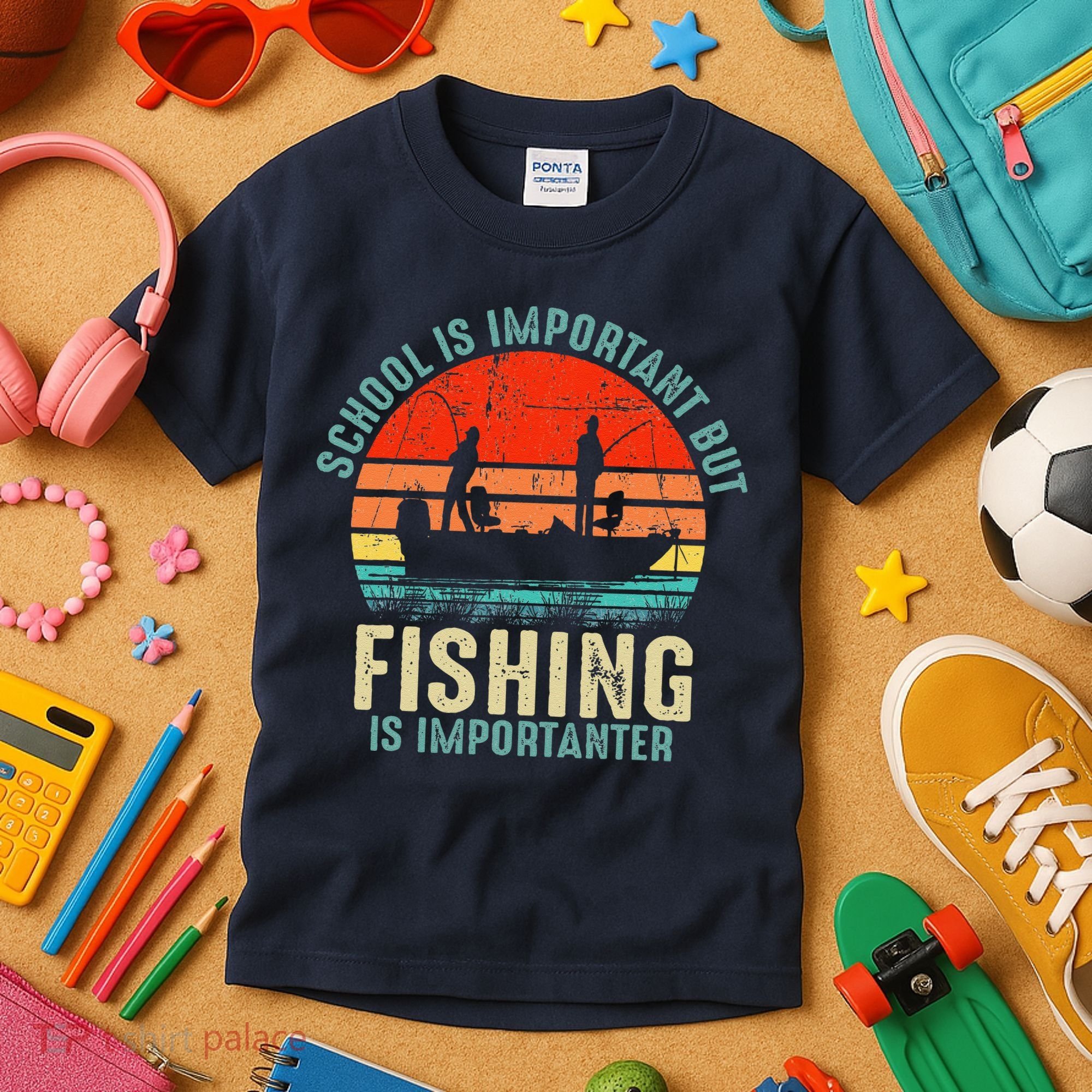 School Is Important But Fishing Is Importanter Kids T-Shirt