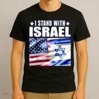 Support Israel I Stand With Israel Us Israel Flag Combined T-Shirt thumb 3