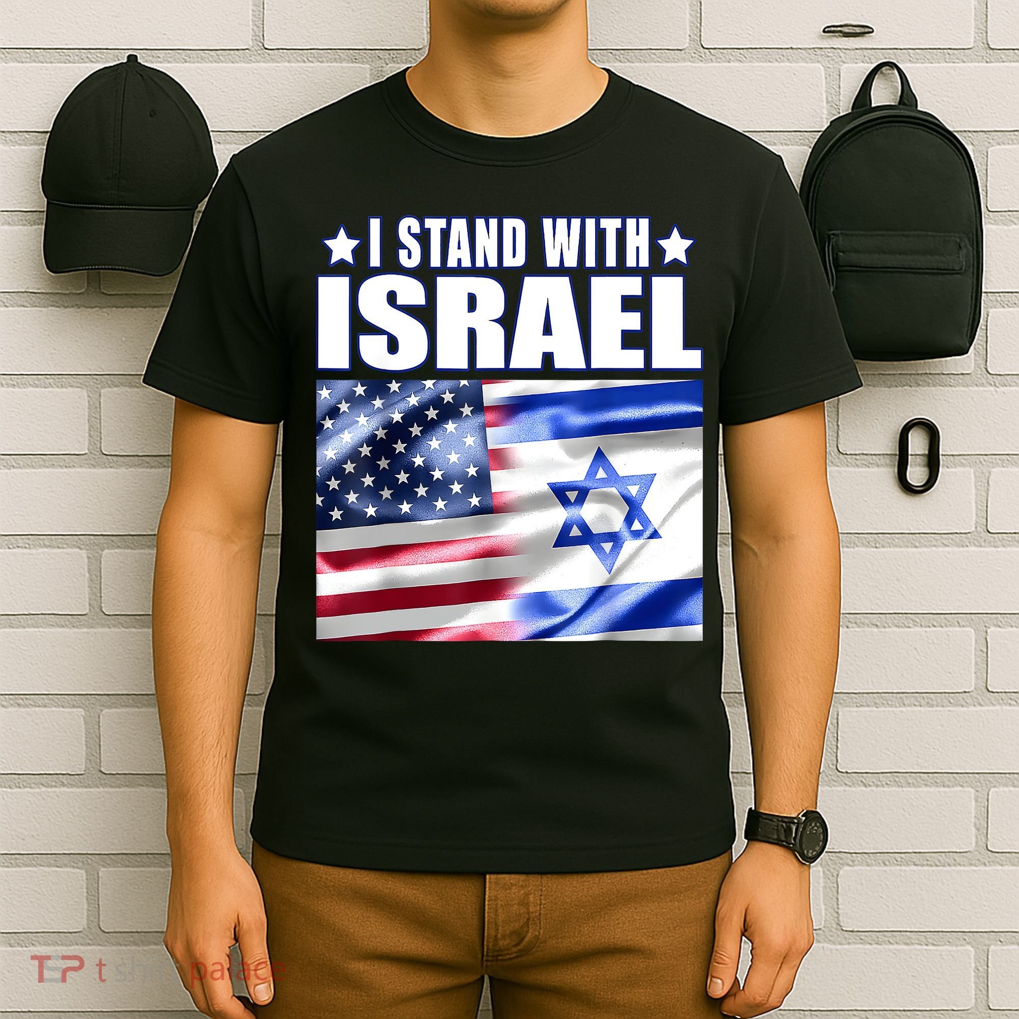 Support Israel I Stand With Israel Us Israel Flag Combined T-Shirt