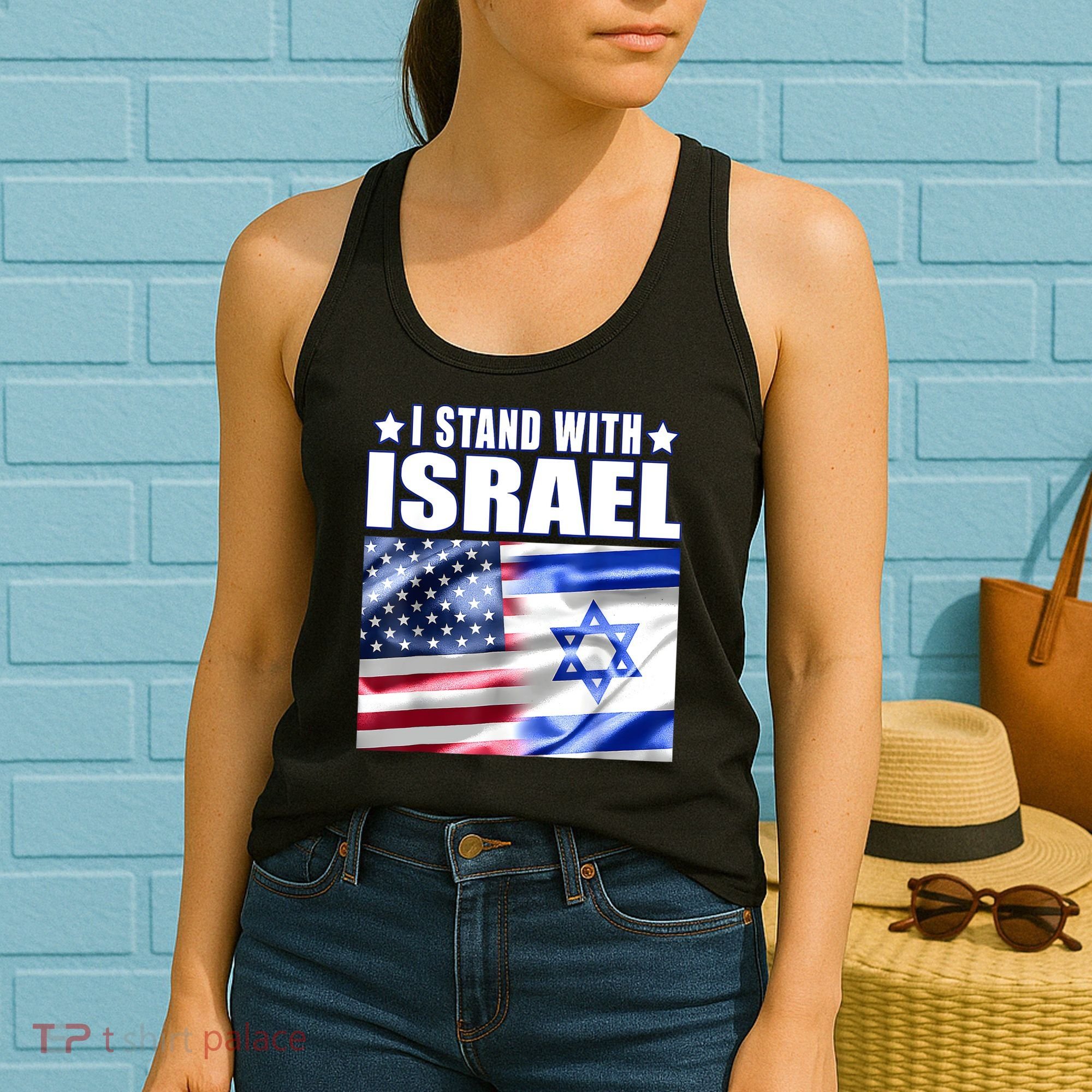 Support Israel I Stand With Israel Us Israel Flag Combined Women's Tank Top