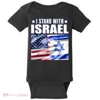 Support Israel I Stand With Israel Us Israel Flag Combined Baby Bodysuit thumb 0
